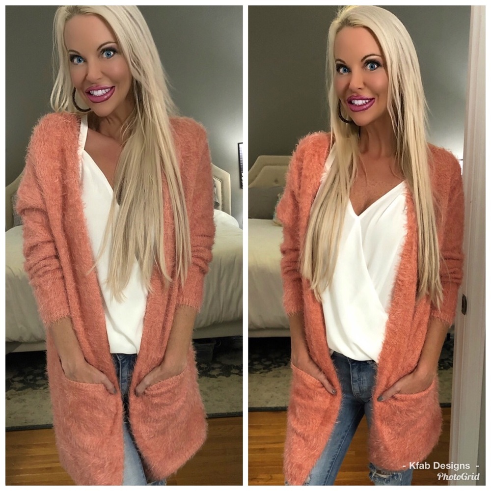 ❤️LAST! The Softest! Peach 🍑 Cardigan Sweater! - Picture 3 of 8